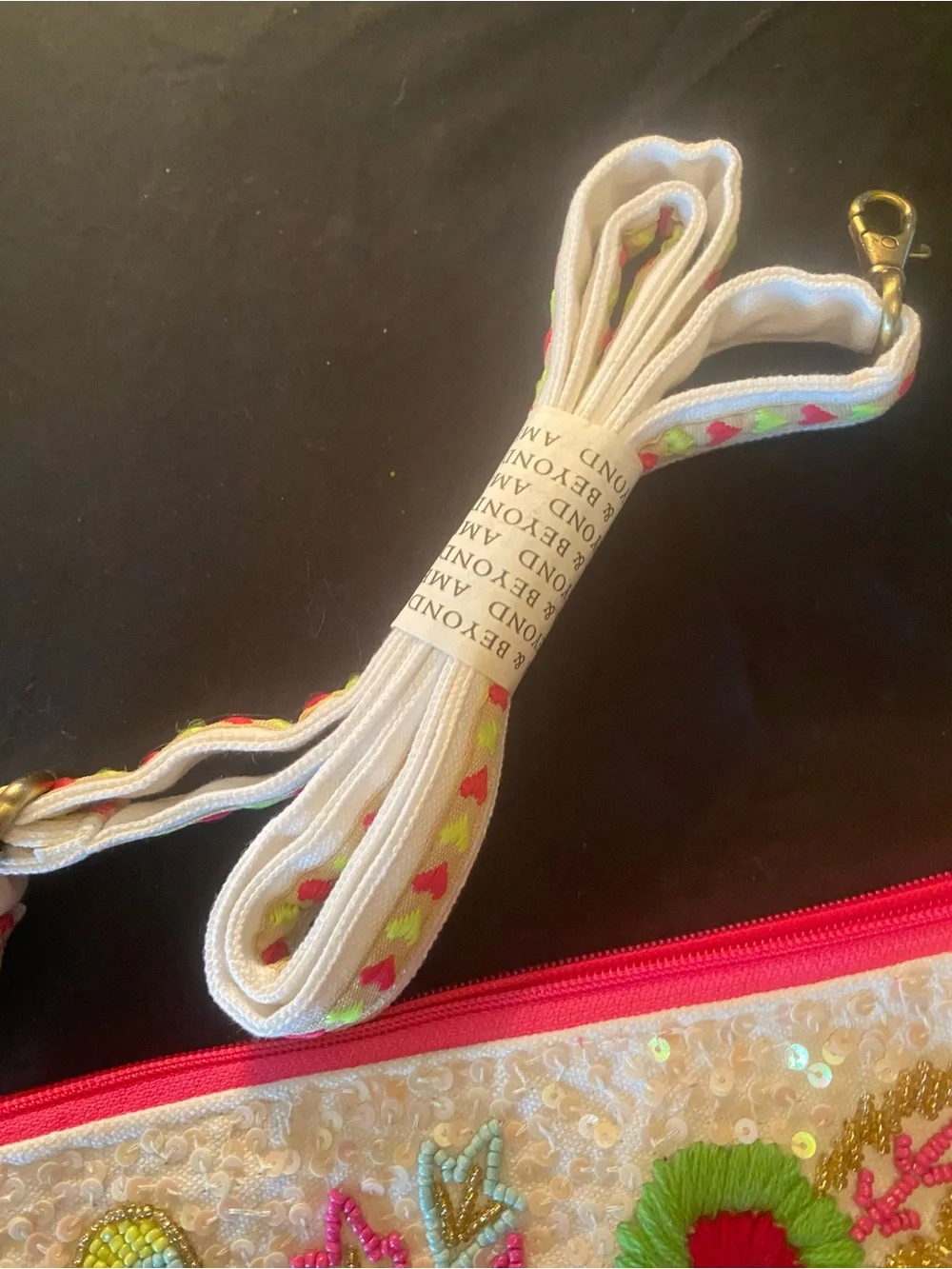 America & Beyond White Beaded Butterfly Crossbody Bag